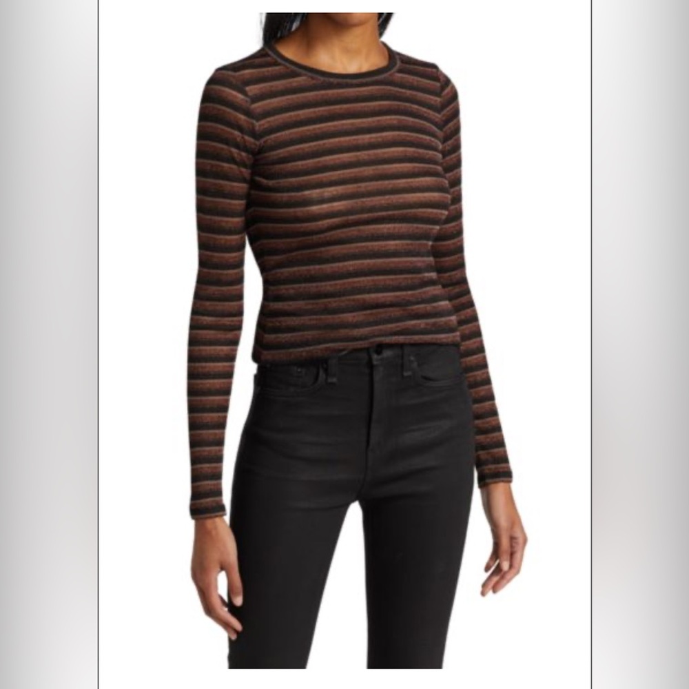 Rag and Bone Metallic Stripe Long Sleeve Shirt Size M